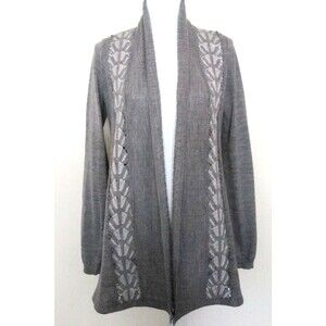 Anthropologie Knitted & Knotted Gray Open Front Knit Wool Blend Cardigan Sz S